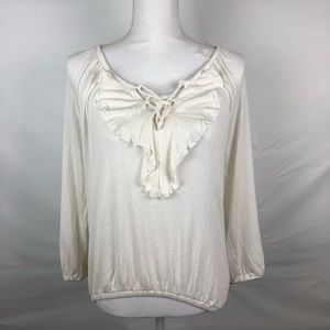 American Rag Juniors’ Ivory TieNeck Peasant Top XS